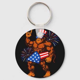 Bigfoot Feuerwerk amerikanische Flagge Sasquatch 4 Schlüsselanhänger