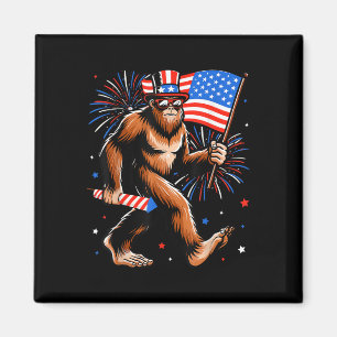 Bigfoot Firework American Flag Bigfoot 4. Juli Magnet