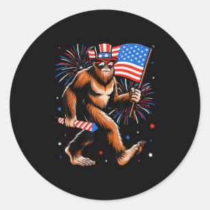 Bigfoot Firework American Flag Bigfoot 4. Juli Runder Aufkleber