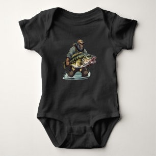 Bigfoot Fischen Bass Fisch Sasquatch yeti Fischer Baby Strampler