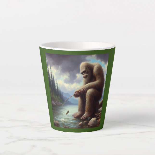 Bigfoot Fischen Milchtasse (Vorderseite)