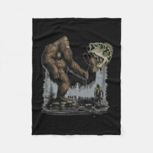 Bigfoot Fishing Funny Sasquatch Fisch Fleecedecke