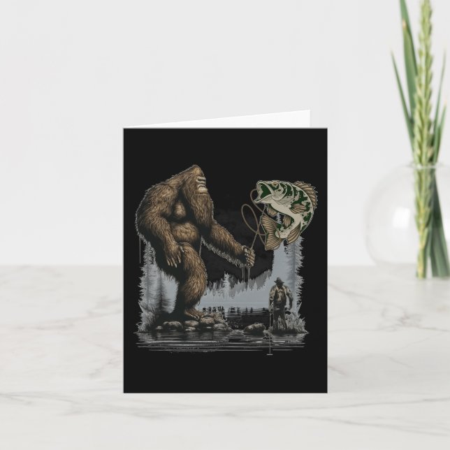 Bigfoot Fishing Funny Sasquatch Fisch Karte (Vorderseite)