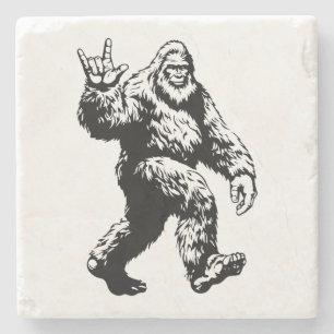 Bigfoot Frieden/Lustiger Sasquatch Rustikale Hütte Steinuntersetzer