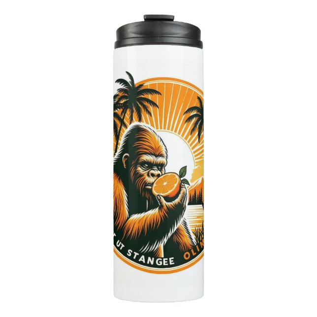 Bigfoot frisst eine Orange Thermosbecher (Vorderseite)