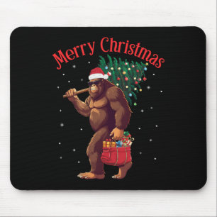 Bigfoot Frohe Weihnachtsbaum Lichter Sasquatch Xma Mousepad