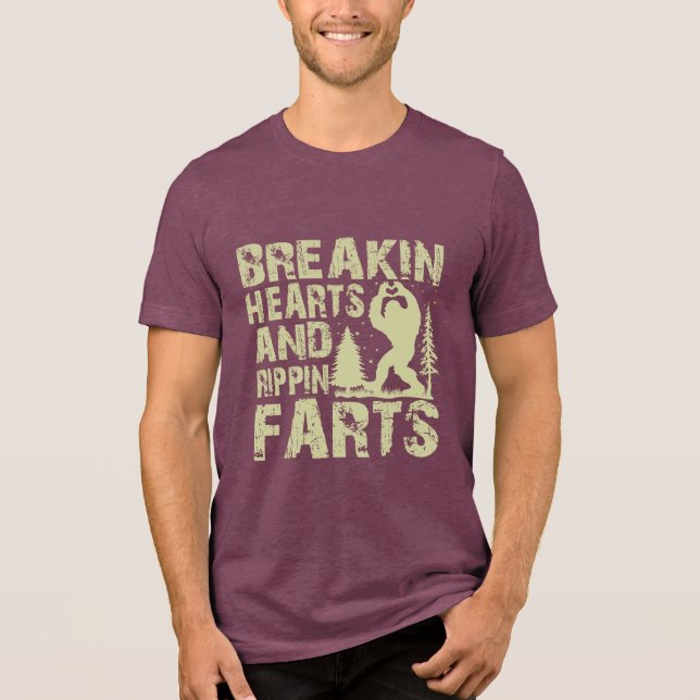 Bigfoot Funny Breakfast Herz & Rippin Furzen T-Shi Tri-Blend Shirt (Vorderseite)