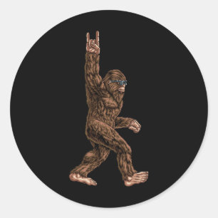 Bigfoot für Männer und Frauen - Rock on Sasquatch Runder Aufkleber