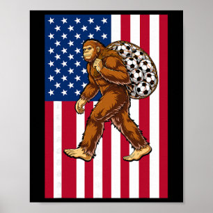 Bigfoot Fußball USA-Flagge Lustiger Patriotischer Poster