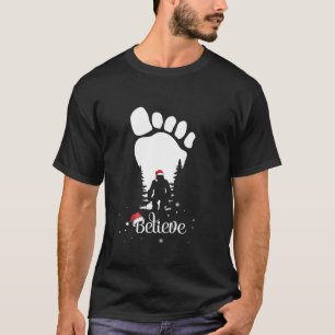 Bigfoot Fußprint Yeti Glaube Weihnachtsmannmütze C T-Shirt