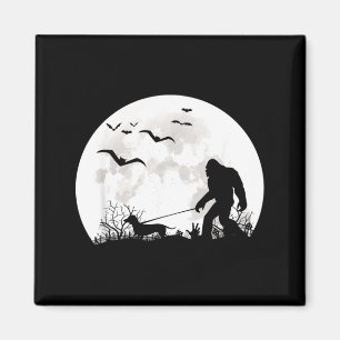 Bigfoot gehender Dachshund Hund Mond Sasquatch Magnet