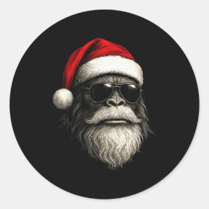 Bigfoot-Gesicht singt Weihnachtsmann Weihnachten L Runder Aufkleber