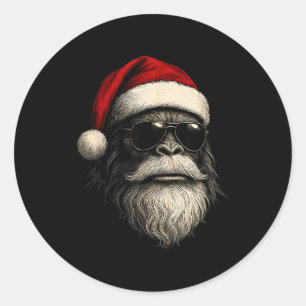 Bigfoot Gesicht Sonnenbrille Weihnachtsmann Weihna Runder Aufkleber