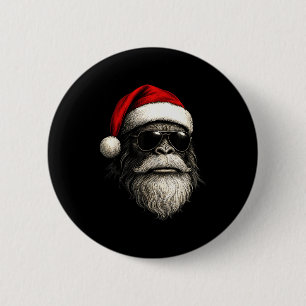 Bigfoot Gesicht Sungles Weihnachtsmann Weihnachten Button