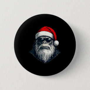 Bigfoot Gesicht Sungles Weihnachtsmann Weihnachten Button