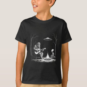 Bigfoot-Gitarre-Shirt Lagerfeuer Alien UFO Camping T-Shirt