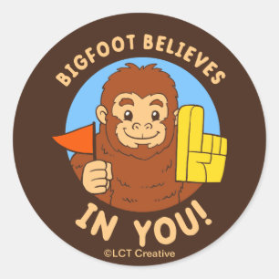 Bigfoot glaubt an dich runder aufkleber