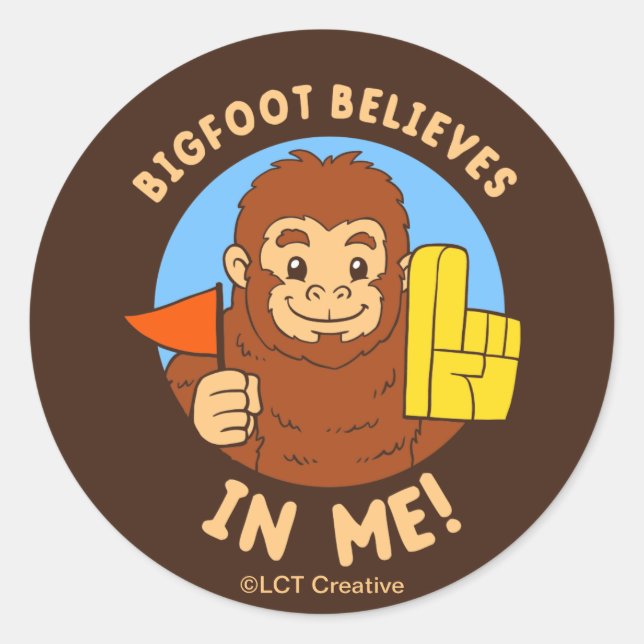 Bigfoot glaubt an mich runder aufkleber (Vorderseite)