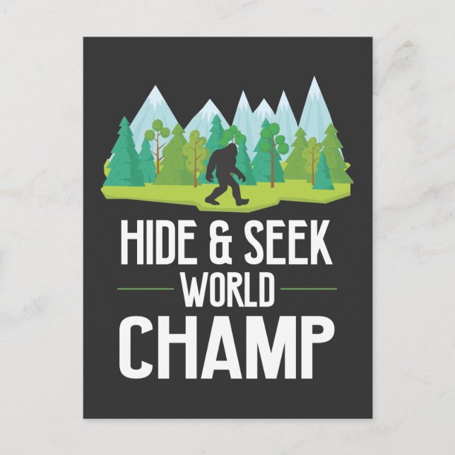 Bigfoot glaubver Joke Sasquatch Hide Champion Postkarte (Vorderseite)
