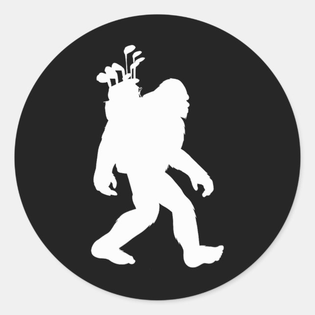 Bigfoot Golf lustig Bigfoot Golfspielen Runder Aufkleber (Vorderseite)