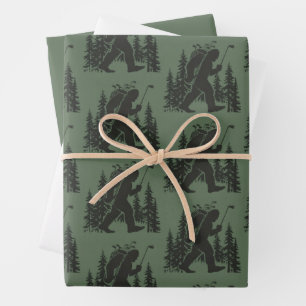 Bigfoot-Golfer-Baum-Lustiger-Sasquatch-Golf-Golfen Geschenkpapier Set