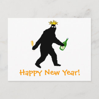 Bigfoot-guten Rutsch ins Neue Jahr! Feiertagspostkarte