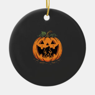 Bigfoot Halloween-Kürbis-Silhouette-Design_1 Keramik Ornament