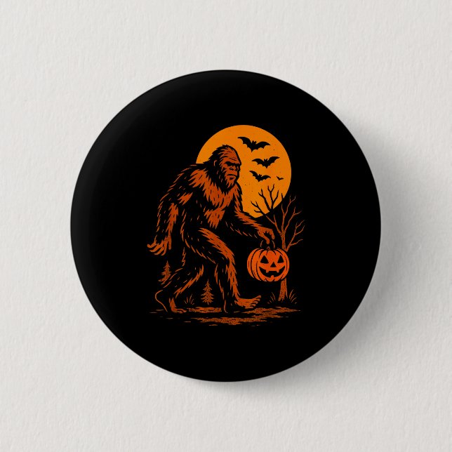 Bigfoot Halloween Sasquatch Jack O Lantern  Button (Vorderseite)