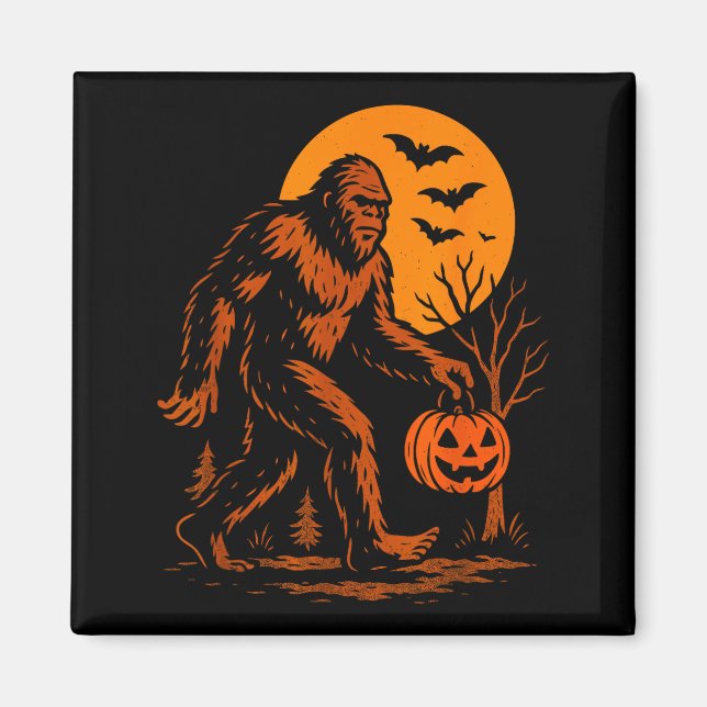 Bigfoot Halloween Sasquatch Jack O Lantern  Magnet (Vorne)