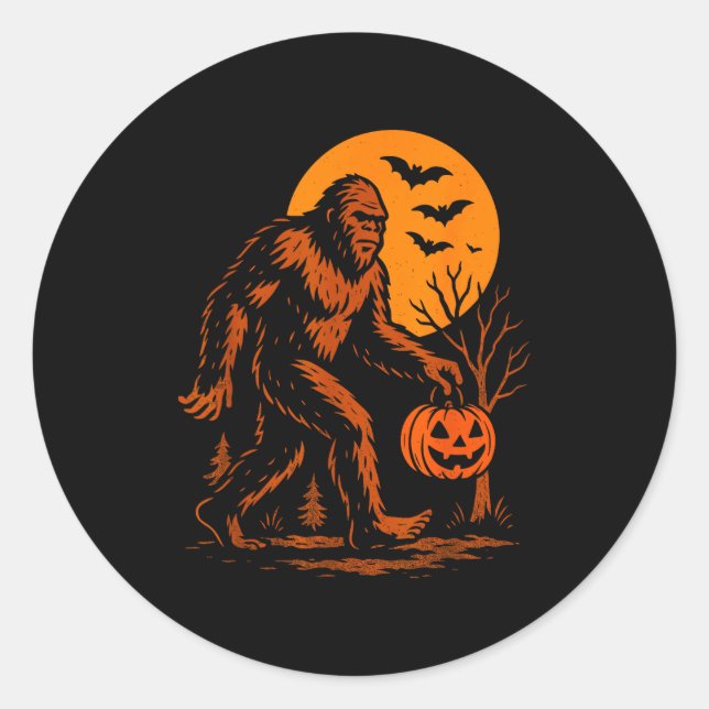 Bigfoot Halloween Sasquatch Jack O Lantern  Runder Aufkleber (Vorderseite)