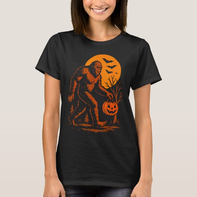 Bigfoot Halloween Sasquatch Jack O Lantern  T-Shirt (Vorderseite)