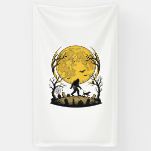 Bigfoot Halloween-Shirt Vollmond-Hunde-Spaziergang Banner