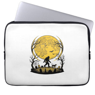 Bigfoot Halloween-Shirt Vollmond-Hunde-Spaziergang Laptopschutzhülle