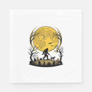 Bigfoot Halloween-Shirt Vollmond-Hunde-Spaziergang Serviette