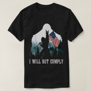 Bigfoot hält Design der amerikanischen Flagge T-Shirt