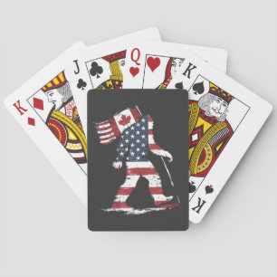 Bigfoot hält kanadische Flagge 51. Staat Trump  Spielkarten