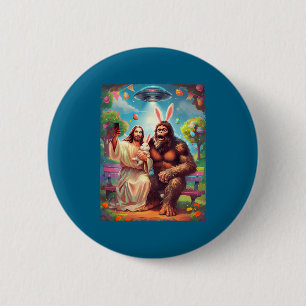 Bigfoot-Häschen lustiges Ostern Jesus Sasquatch Se Button