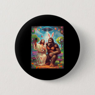 Bigfoot-Häschen lustiges Ostern Jesus Sasquatch Se Button