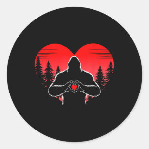 Bigfoot Heart Happy Valentines Day Sasquatch Liebe Runder Aufkleber