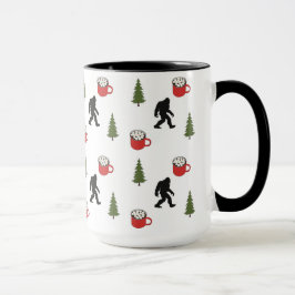 Bigfoot, heiße Kakao, Kiefernbaum, Muster im Freie Tasse