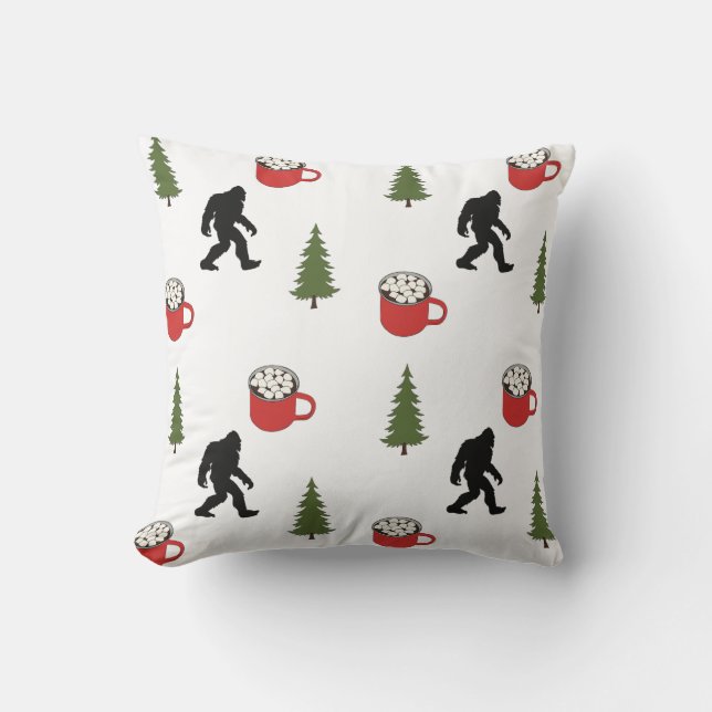 Bigfoot, heiße Kakao, Pine Tree, im Freien Kissen (Vorderseite)