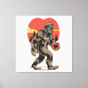 Bigfoot Herz Valentinstag Leinwanddruck