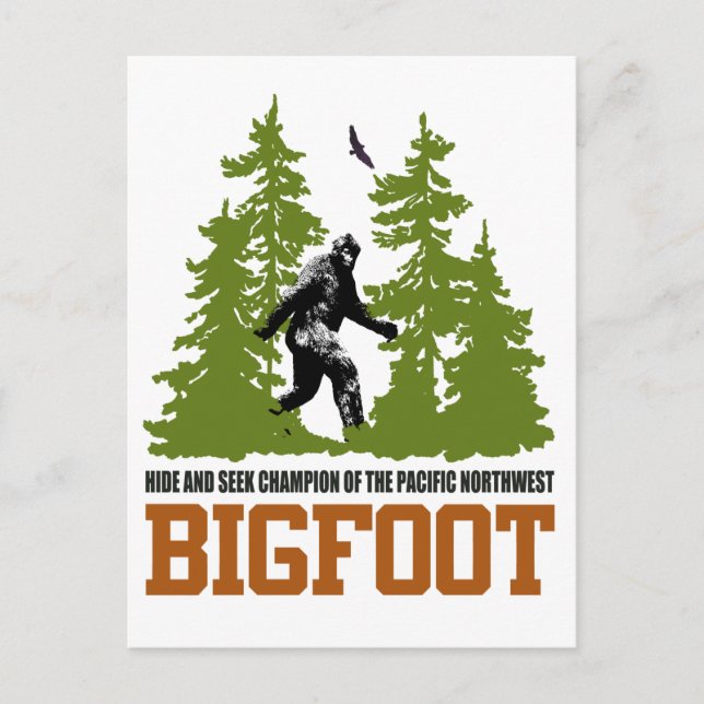 Bigfoot Hide und Seek Champion Pacific Nordwest Postkarte (Vorderseite)
