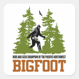 Bigfoot Hide und Seek Champion Pacific Nordwest Quadratischer Aufkleber