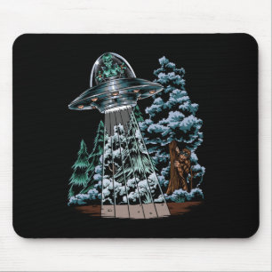 Bigfoot Hiding From Alien In a UFO Hinter Rad Mousepad