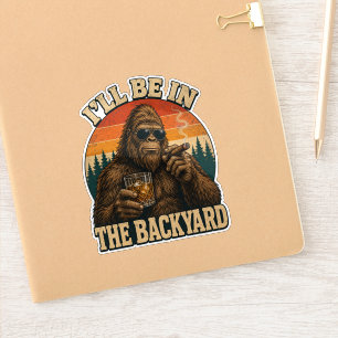 Bigfoot Hinterhof Whiskey & Zigarre Retro-Sonnenun Aufkleber
