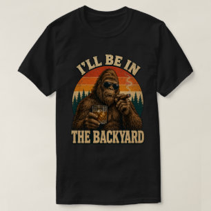 Bigfoot Hinterhof Whiskey & Zigarre Retro-Sonnenun T-Shirt