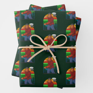 Bigfoot-Holzfäller mit Axt Sasquatch Förster Spaß Geschenkpapier Set