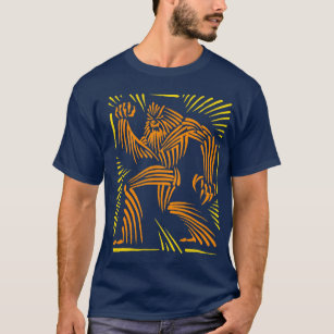 Bigfoot-Holzschnitt-Grafik- erwachsenes T-Stück T-Shirt