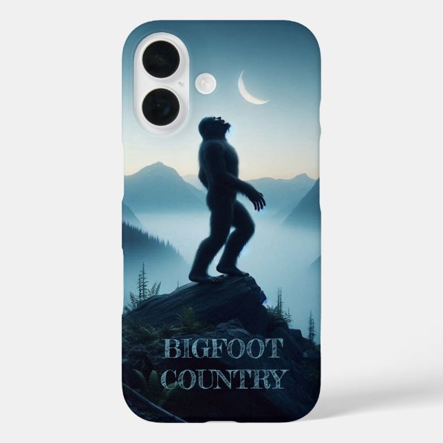 Bigfoot Howling am Mond iPhone 16 Hülle (Rückseite)